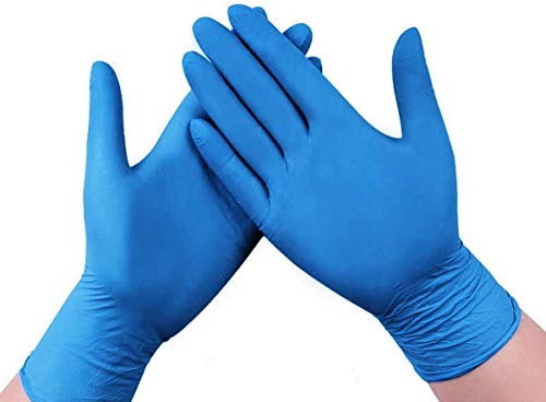 100 Pcs Nitrile Disposable Gloves Powder Free Rubber Latex Free Medical Exam Gloves Non Sterile Ambidextrous Comfortable Industrial Blue Rubber Gloves (Large)