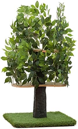 On2 Pets 4ft Cat Tree with Leaves Made in USA, Cat House & Cat Activity Tree, Two-Level Cat Condo for Indoor Cats