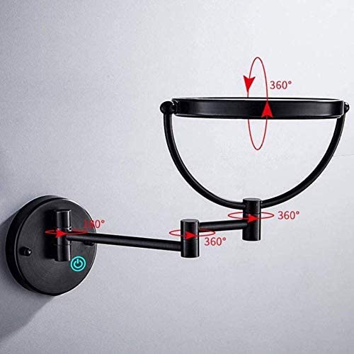 Espejo de tocador de maquillaje iluminado montado en la pared, espejo de maquillaje de baño con aumento 1X/10X de doble cara de 8 pulgadas, atenuación táctil de pantalla, espejo de afeitar cosmét