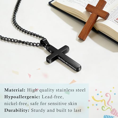 Image of Sereney Cross Necklace for Boys, 8th 9th 13th Birthday Gifts for Toddler Kids Teen Boys Girls, Baptism Gift Mustard Seed Jewelry as Rcia Christian Religious Necklace for Son Daughter Pendants