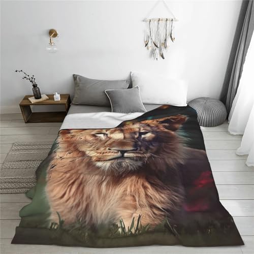 Couverture lion en flanelle microfibre premium, plaid design et doux - 7