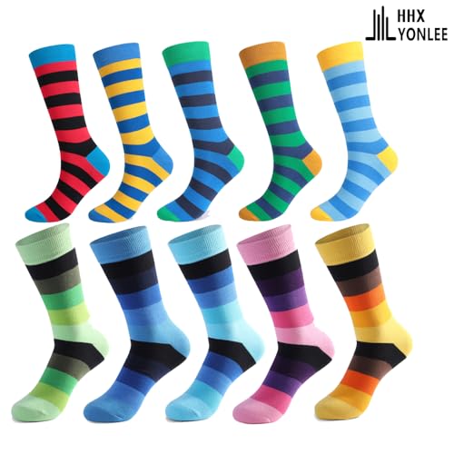 Image of HHX YONLEE Dress Socks 5 /6 /10 Pairs Crew Argyle Colorful Cotton Novelty Casual Happy Fun