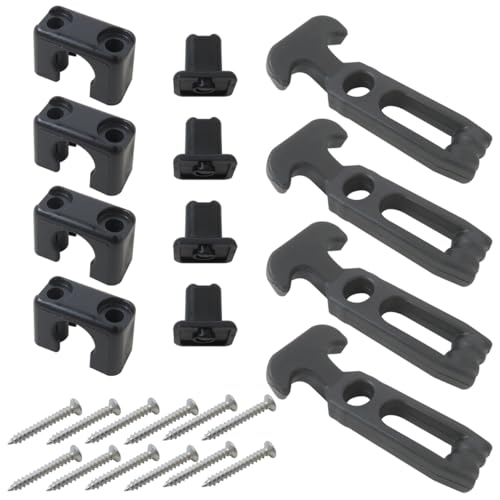 Black Rubber T-Handle Draw Latches 4-Pack, 110mm x 47mm with Mounting Hardware for Industrial Machines and Storage Containers
