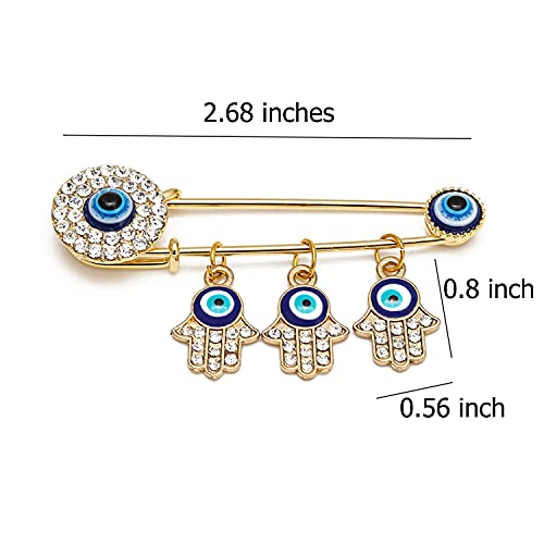 Image of Muslim AllahTurkish Evil Eye Hamsa Hand of Fatima Brooch Pins Jewelry Gift