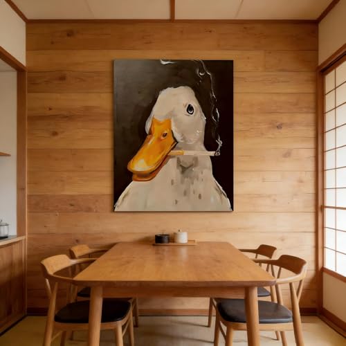 Toile murale art humour rustique vertical canard oiseau original