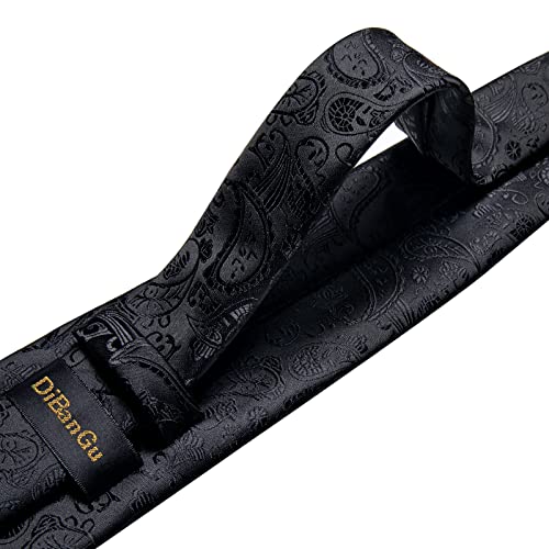 Image of DiBanGu Mens Paisley Tie Sets Silk Jacquard Woven Floral Necktie and Pocket Square Cufflinks Wedding Business Party