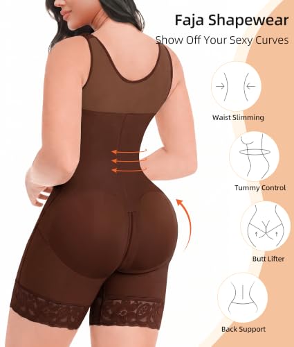 Image of YIANNA Fajas Colombianas Shapewear for Women Tummy Control Full Body Shaper Butt Lifter with Zipper Crotch