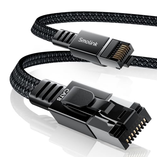 Smolink Cat 8 Ethernet Cable - 50ft 40Gbps 2000MHz RJ45 LAN Network Patch Cord, Nylon Braided High...