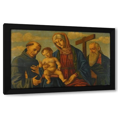 Giovanni Di Niccolò Mansueti 24x16 Black Modern Framed Art Print Titled: A Sacra Conversazione; the Madonna and Child with Saints Francis and Andrew