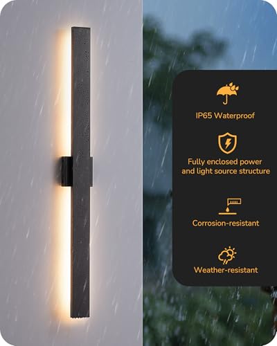 Image of EDISHINE 2 Pack Modern LED Outdoor Wall Lights, 39.3 inch Linear Black Sconce