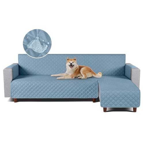 TAOCOCO 防水 カウチソファカバー フロアソファカバー コーナーソファカバー ソファーベッドカバー オットマンカバー コンパクト L字 肘付き 2人3人掛け 犬猫対策 毛髪不粘着 滑り止め 替えソファカバー 防塵 汚れ防止 傷防止 爪とぎ防止 おしゃれ ソファーカバー インテリア マルチカバー 四季適用 撥水加工 丸洗い可能 (シエラブルー色, 2+3人掛け)
