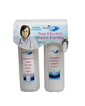 IONIX non electric water purifier for home/upto 25 liters per hour output, perfect for low TDS aread like BMC/NDMC/Corporation water (2 Stage Non Electric Water purifier)