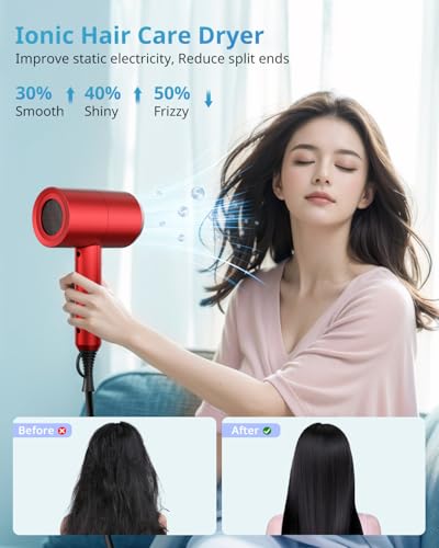 Image of SHRATE Ionic Hair Dryer with Diffuser | Professional Blow Dryer for Curly, Frizzy & All Hair Types | Low Noise & Gentle for Sensitive Hair | Compact & Portable Design for Home, Travel, Women & Men