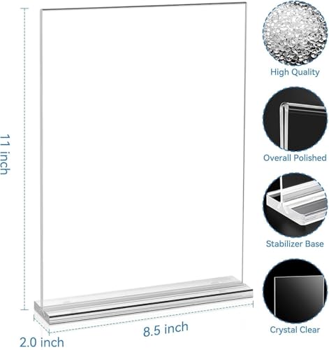 image for EHWINE Acrylic Sign Holder 8.5 x 11, 10 Pack Double-Sided Stand up Tab