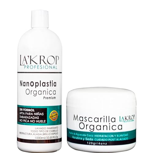 LA ’ KROP - KERATIN HAIR TREATMENT - KERATINA PARA ALISAR EL PELO - TRATAMIENTO PARA CABELLO SECO Y MALTRATADO - KERATINA ORGANICA SIN FORMOL PARA ALISAR EL PELO - STRAIGHTENER - KERATINA PERMANENTE