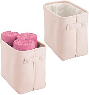 mDesign Set of 2 Cotton Fabric Bathroom Storage Basket - Suitable as a Magazine Rack, for Toilet Paper or for Bath Towels - Toilet Paper Storage Solution - Light Grey
