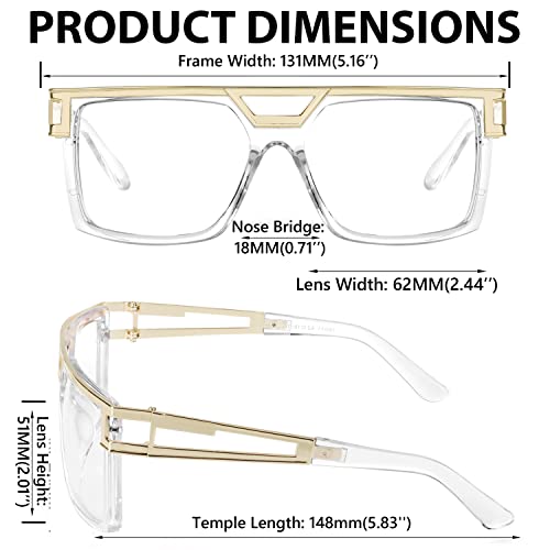 FEISEDY 80s Square Oversized Womens Mens Sunglasses 90s Hip Hop Costume for Rapper DJ Girls B90573