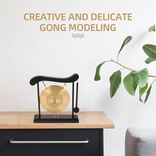 Gong d'intérieur en cuivre et bois déco bureau stable