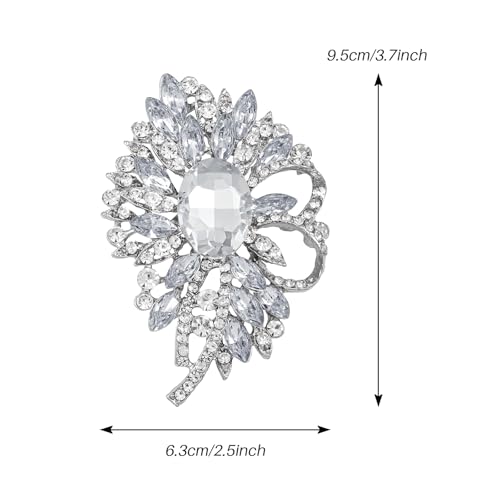 Image of SELOVO Big Large Flower Bow Brooch Scarf Decoration Brooch Pin Gold Tone