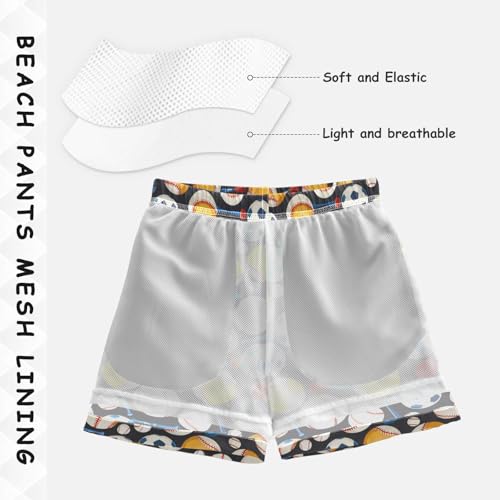 ALAZA Baseball Soccer Ball Basketball Boys Quick Dry Beach Board Shorts Kids Swim Trunks Bathing Suit Swimsuit4