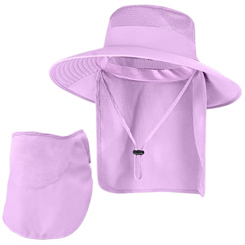 Image of Sun Hats for Men Women Fishing Hat UPF 50+ Breathable Wide Brim Bucket Hats Summer UV Protection Safari Hat with Neck Flap