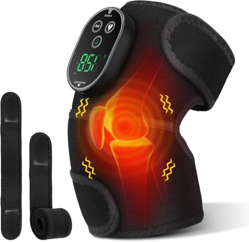 Knie Massagegerät Kabelloser mit 3 Vibration 6 Heizstufen 3 Timer Schwarz