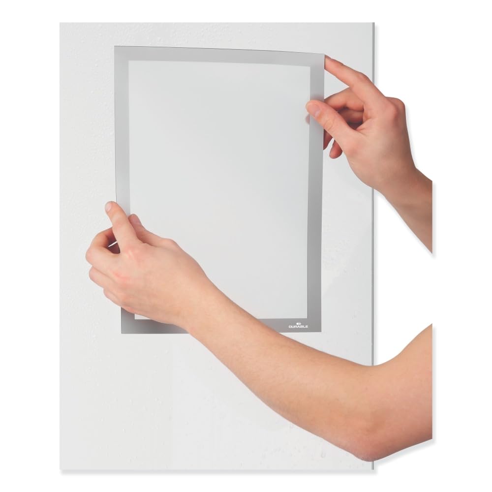 DURABLE Static-Cling DURAFRAME - Soporte magnético para carteles de documentos (28 x 43 cm), color plateado