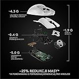 Logitech G PRO X SUPERLIGHT bezprzewodowa mysz gamingowa z czujnikiem HERO 25K, bardzo lekka 63 g, 5 programowalnych przycisków, czas pracy baterii 70 godzin, Zero Additive PTFE Feet, PC/Mac - biała