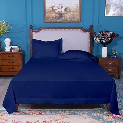 Image of NTBAY Queen Microfiber Flat Sheet, 90 x 102, Navy Blue