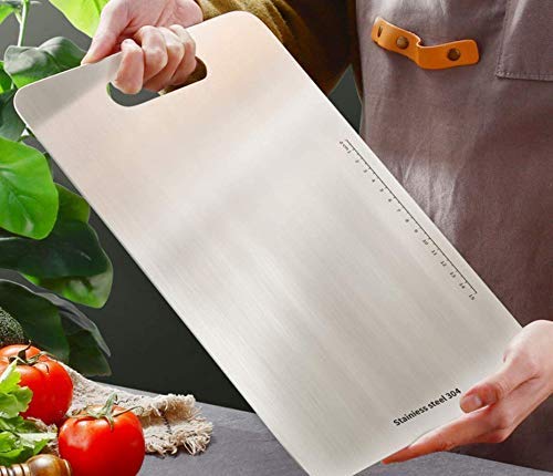 Paybox? Stainless Steel 304 Food-Grade Chopping Cutting Slicing mincing Serving Cut Board for Fruits Vegetables Meat Cheese Pizza breads Knead Dough for Chefs Kitchen Home