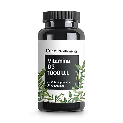 Vitamina D3 1000 U.I. – 365 comprimidos – para huesos y sistema inmunitario – Vitamina D – alta dosificación, sin aditivos innecesarios – producido en Alemania y probado en laboratorio