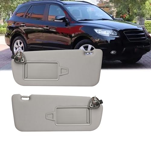 FITIPICI Driver Left & Passenger Right Side Sun Visor Compatible with Hyundai Santa Fe 2006-2009 Sunshade with Light Replacement 852100W110J4 852200W110J4 Gray by FITIPICI - Image 3