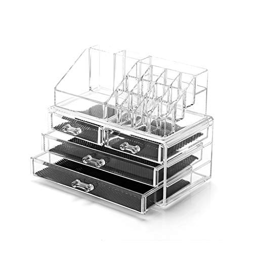CCLLA Contenitore per Trucco Acrilico, unità cosmetica impilabile a 2 Livelli Ideale per la visualizzazione di pennelli per Trucco, Rossetti, Palette, Smalto per Unghie