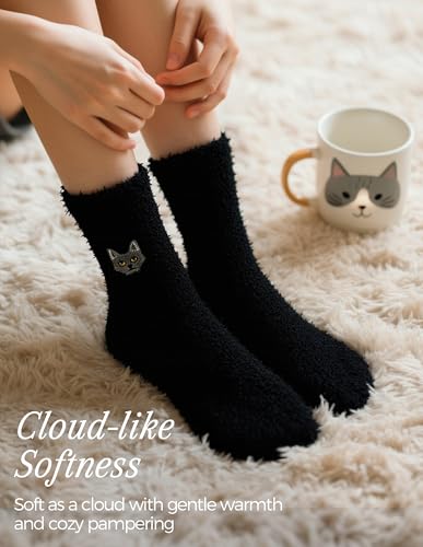 Image of TEHOOK Warm & Cozy Gifts for Women, Fluffy Fuzzy Plush Sleeping Slipper Socks - Soft Warm Fabric