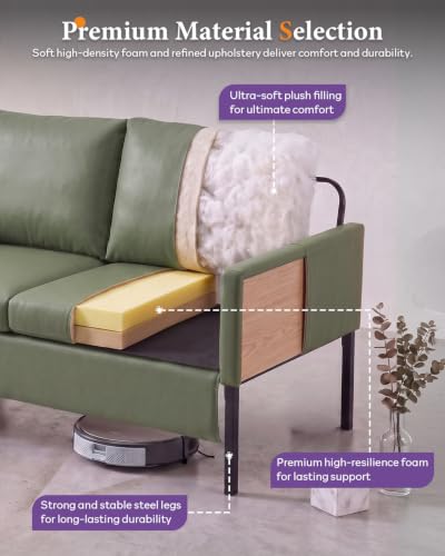 Image of TYBOATLE Green Faux Leather Small Couch Loveseat, 2-Seater for Living Room | Small Sofa, Mini Couch with Comfy Upholstered Design, Love Seat for Bedroom Dorm Apartment Office, Green