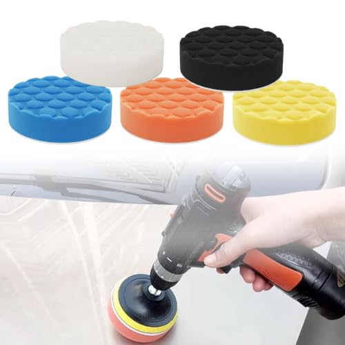 Image of STHIRA 5Pcs Car Polishers Honeycomb Polishing Pads 3'' Dia Car Polishing Sponges for Scratch Repair, Waxing & Mirror-Finish Restoration