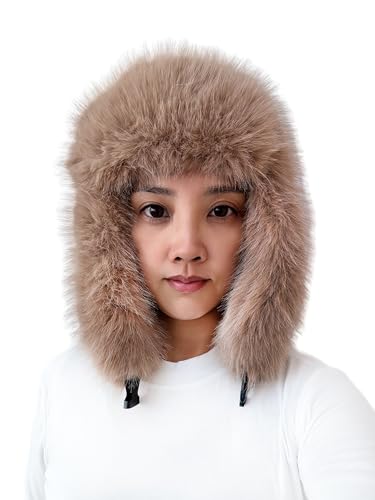 Lina & Lily Women's Winter Trapper Hat Long Pile Faux Fur Fluffy (Camel)