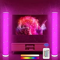 Lacasa Lámpara de Pie, 2 Pack Lampara de pie LED Regulable con Control Remoto, Moderna Cambio de Color Luz de Pie Salon, 10W 1500LM RGB y Blanco Cálido a Frío Lámpara de Pie Inteligente, Altura 104CM