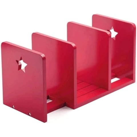 Danzyt Decorative Bookends Bookend Extendable Desktop Bookshelf Creative Wooden Magazine File Rack Bookshelf Storage Rack Office Home Desktop Bookshelf Book Supports Book Ends (Color : A-RED) Cover