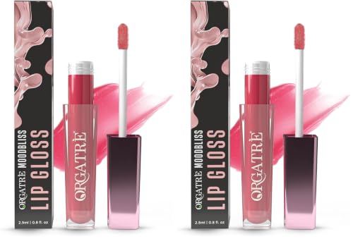 Image of Orgatre Moodbliss Lip Gloss | Instant Shine & Glossy Finish | Hydrating Lip Gloss for Girls & Women | Perfect for Everyday & Party Look | 2.5ml (Red Tones, 2.5 ML) (Pack of 2)