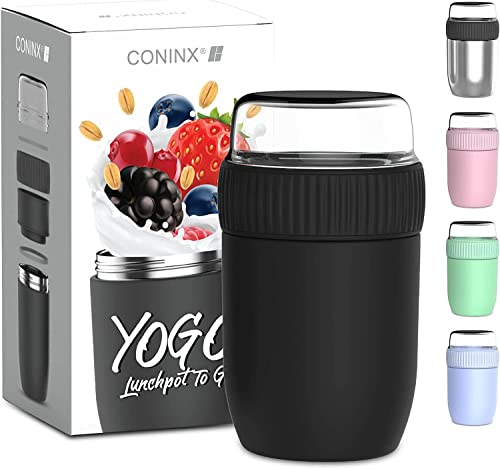 Boîte Isotherme Inox pour Aliments Chauds ou Froids 840ml | Acier inoxydable | Double Paroi | Gobelet Isolé à Muesli | Thermos Alimentaire | Coupe de Yaourt | Tasse de Flocons | Maison Travail Voyage