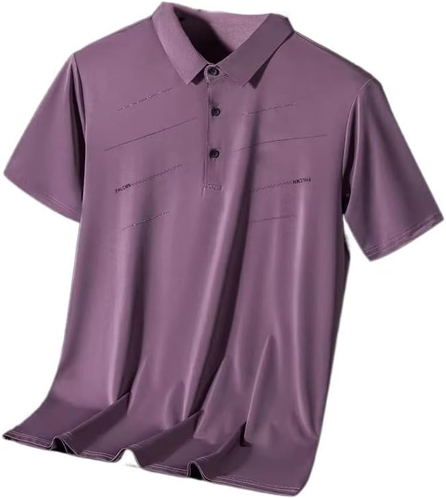 Men's Thin Loose Ice Silk Polo Shirt Short-Sleeved Lapel Casual Business T-Shirt