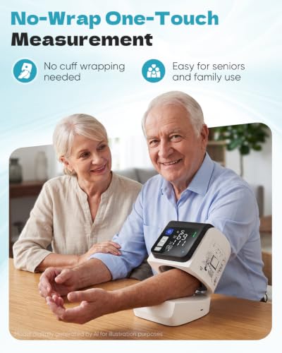 Image of Sakerplus Blood Pressure Monitor Upper Arm, Automatic BP Machine | No-Wrap Barrel Type,One-Touch Auto-Fit,FDA Cleared,4 Usersx199 Memory,8.7-15.7 in Cuff,Dual Power,Large Display