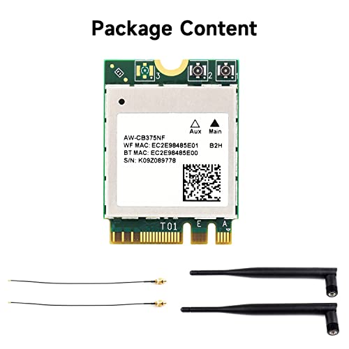 Waveshare AW-CB375NF Tarjeta de Red Inalámbrica Dual-Banda 2.4G/5GHz WiFi 5 NGFF (M.2 A/E Key), Núcleo RTL8822CE-CG, Compatible con BLE 5.0, Alta Velocidad para Jetson Xavier NX, Orin NX, Orin Nano miniatura 2