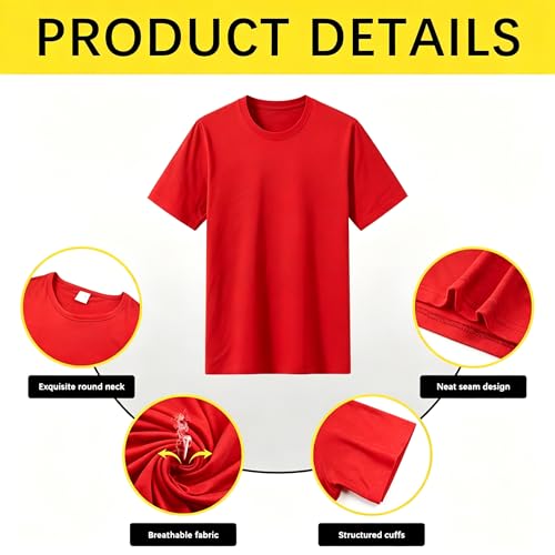 Image of ORJ 2 Pack Men t Shirts Crew Neck Short Sleeve Men's Undershirt Plain Polyester tee Bulk Stretch Soft Tees