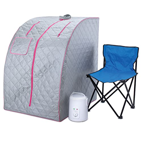 Image of Durasage Lightweight Portable Personal Steam Sauna Spa for Home Relaxation - Full Body Foldable Sauna Tent with 800W Steam Generator, 60-Min Timer, Chair Included
