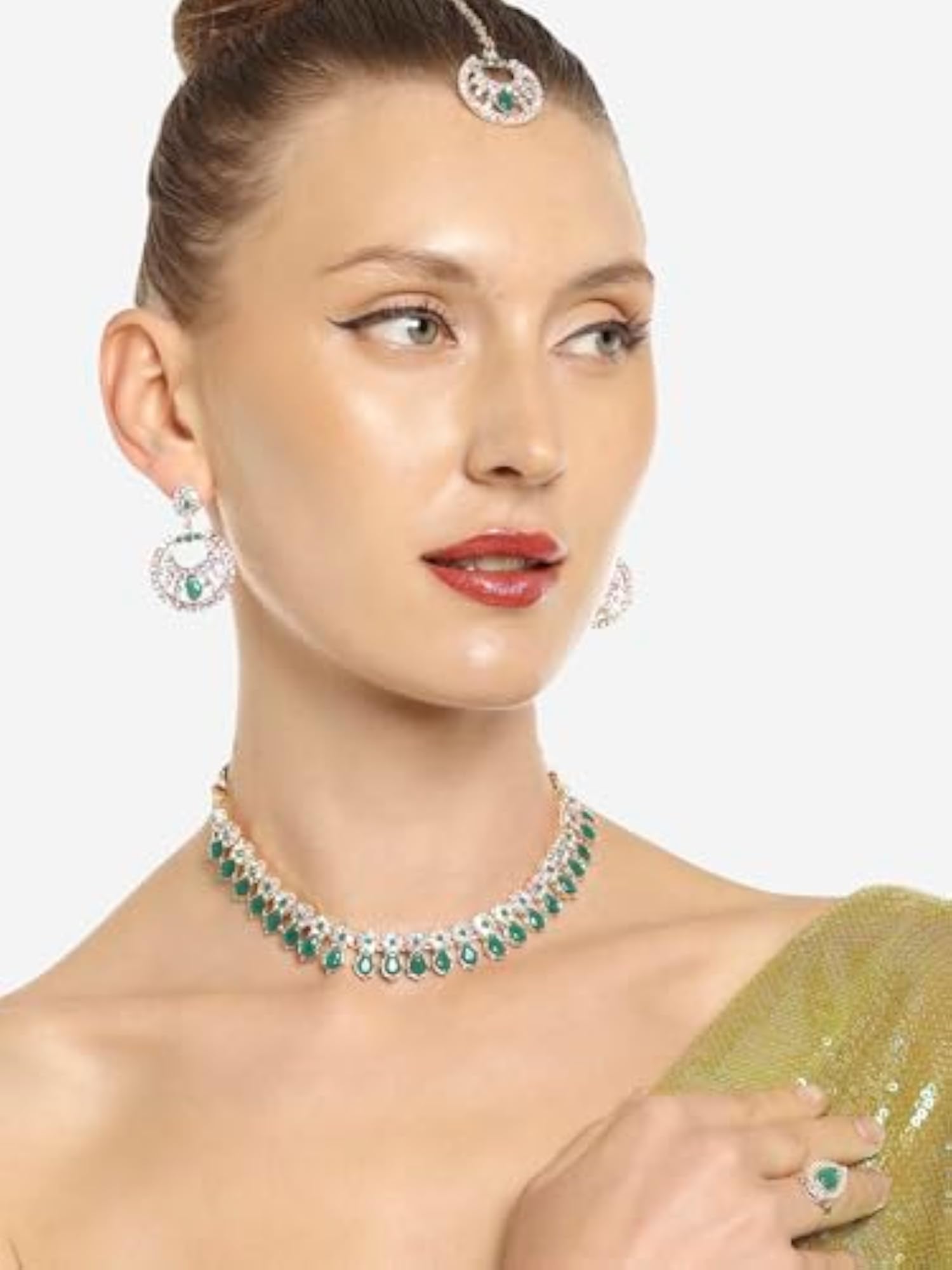 Green Unicorn Diamonds & Stones Jewelry Set-ZPFK16623