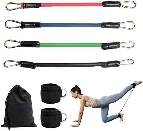 Ankle Resistance Bands with Cuffs, Cable Machine Ankle Strap & Resistance Band for Home & Gym Workout, Ankle Tube Band with Adjustable Straps, for Booty Workouts - Kickbacks, Leg Extensions