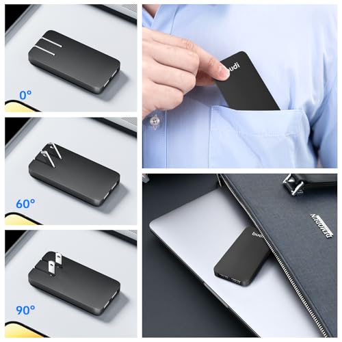 BUDI 17W Extra Slim Portable Wall Charger 2-Port USB-A Charger Foldable Wall Plug Compatible with Home Camera, iPhone IPad Samsung Galaxy(Black USB-A) by BUDI - Used condition - Image 7