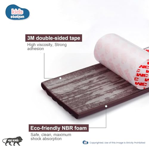 Image of Kids Station Baby Proofing Edge Protector for Kids Safety, Made in India Rubber Edge for Sharp Furniture Edges and Corners, A Baby Safety Product (Edge Guards, 5mtr, W- Shape, Brown)